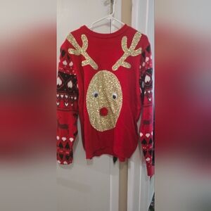 Festive Red Reindeer Sweater